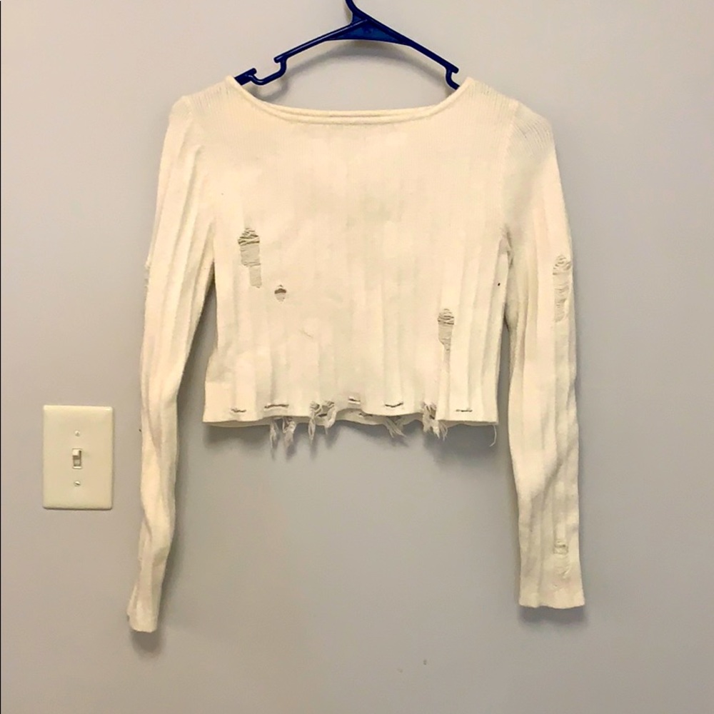 Distressed Crop Top Sweater